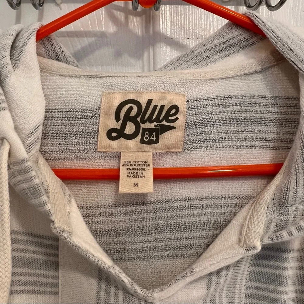 Blue 84‎ Gray and White Striped Women's Hoodie